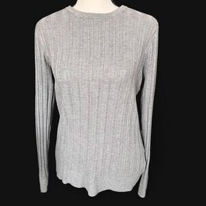 Brook Brothers Gray Ribbed Knit Women's Sweater Women's Size Large